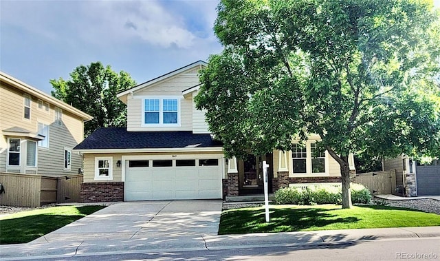 5049 Heatherglen Dr, Highlands Ranch, CO 80130 - view of front of property featuring brick siding, concrete driveway, and an attached garage