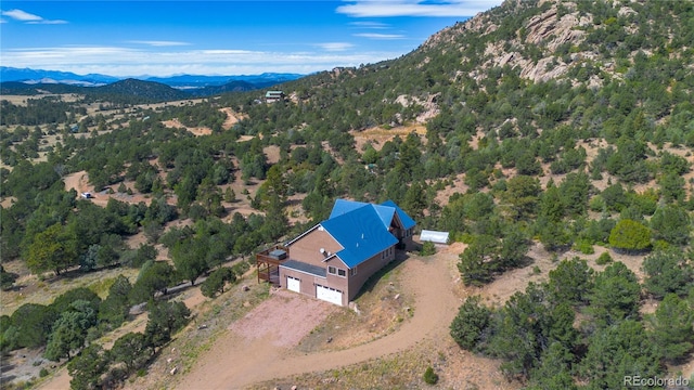 drone / aerial view with a mountain view