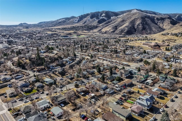 birds eye view of property featuring a residential view and a mountain view