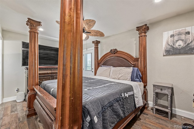 42313 Vista Rdg, Parker, CO 80138 - bedroom with decorative columns, wood finished floors, and recessed lighting
