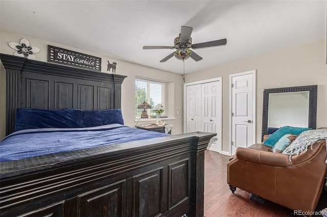 42313 Vista Rdg, Parker, CO 80138 - bedroom with dark wood-type flooring and ceiling fan