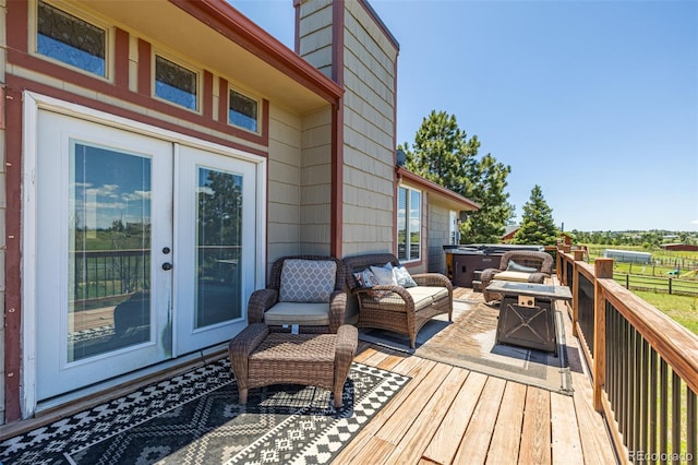 42313 Vista Rdg, Parker, CO 80138 - wooden terrace with a hot tub and french doors