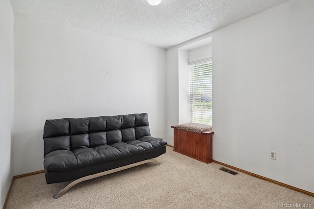 11337 E 1st Ave, Aurora, CO 80010 - sitting room featuring carpet, a textured ceiling, and baseboards