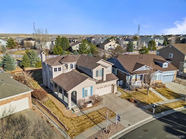 drone / aerial view with a residential view