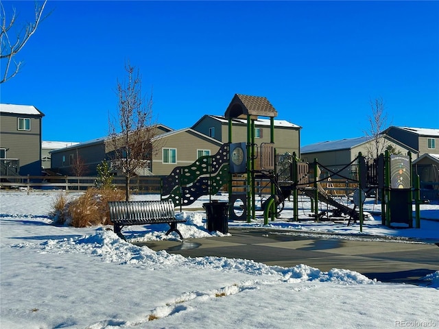 view of snow covered playground