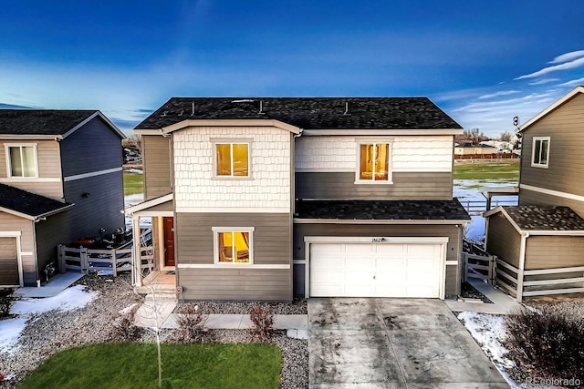 view of front of house with a garage