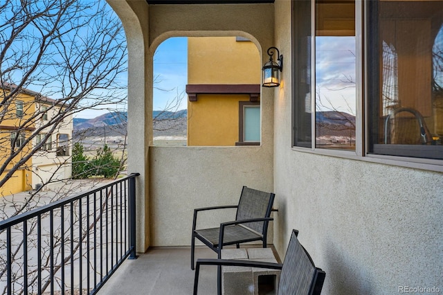 balcony with a mountain view