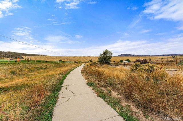 view of road with a rural view