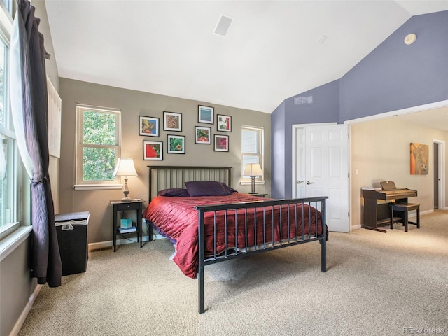 3648 Heatherwood Way, Evergreen, CO 80439 - bedroom featuring carpet flooring and high vaulted ceiling