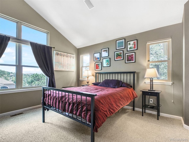 3648 Heatherwood Way, Evergreen, CO 80439 - bedroom featuring vaulted ceiling, carpet floors, and a ceiling fan