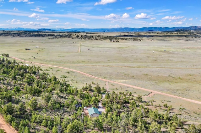 bird's eye view with a mountain view