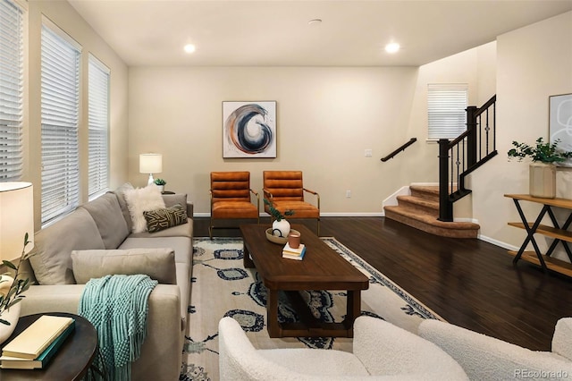 living room with hardwood / wood-style floors