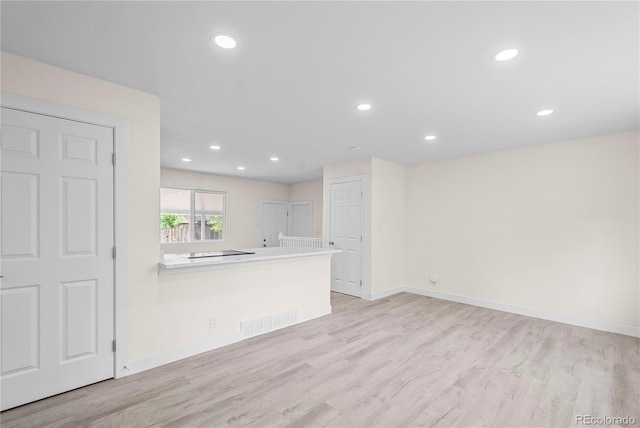 unfurnished living room featuring light hardwood / wood-style floors