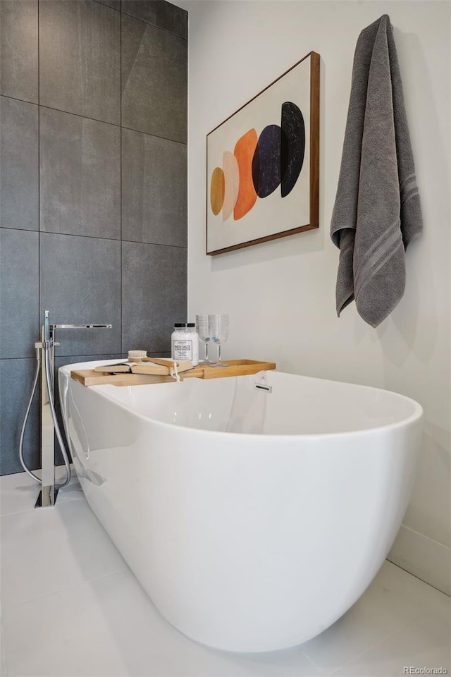 bathroom with tile flooring