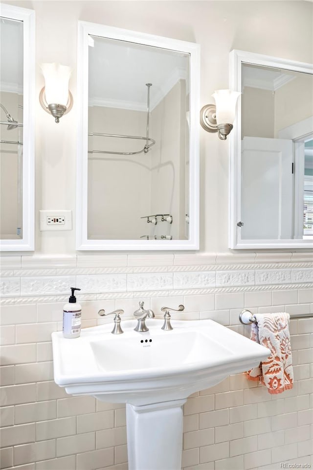 1767 S Sherman St, Denver, CO 80210 - bathroom with crown molding and a sink