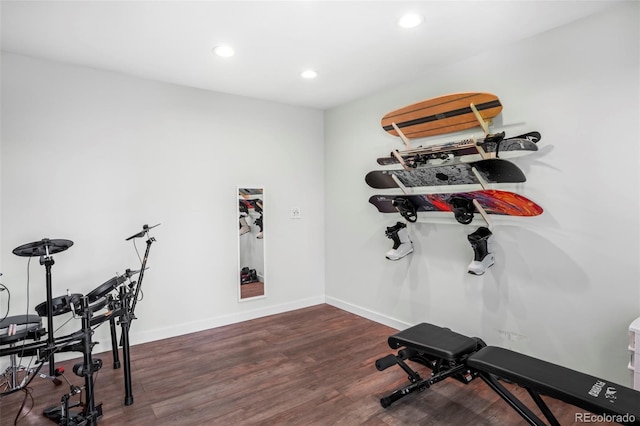1767 S Sherman St, Denver, CO 80210 - exercise room with wood finished floors, recessed lighting, and baseboards