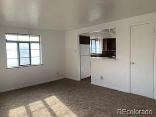 1265 Yates St, Denver, CO 80204 - unfurnished bedroom with dark carpet and freestanding refrigerator