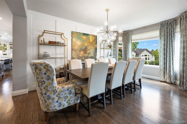 6175 Puma Sands, Lone Tree, CO 80124 - dining area featuring a chandelier, baseboards, and wood finished floors
