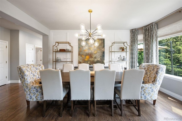 6175 Puma Sands, Lone Tree, CO 80124 - dining space with a chandelier, wood finished floors, and baseboards