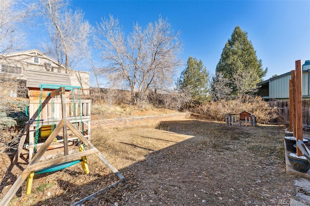 view of yard with a playground