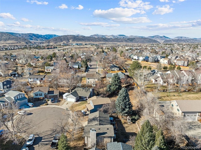 aerial view with a mountain view