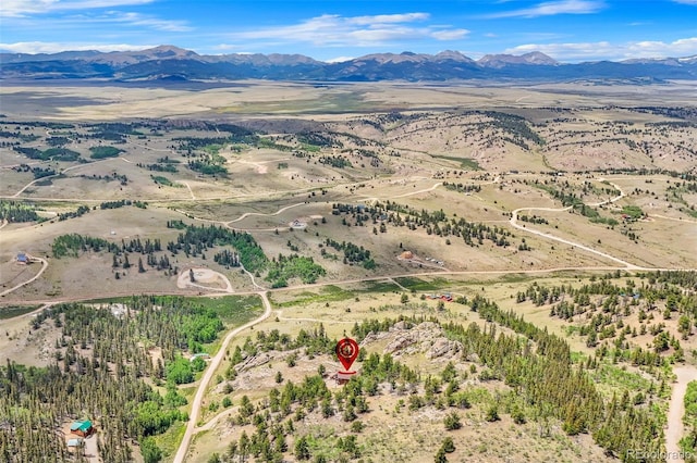 bird's eye view with a mountain view