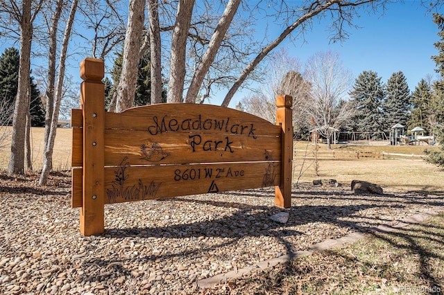 view of community sign