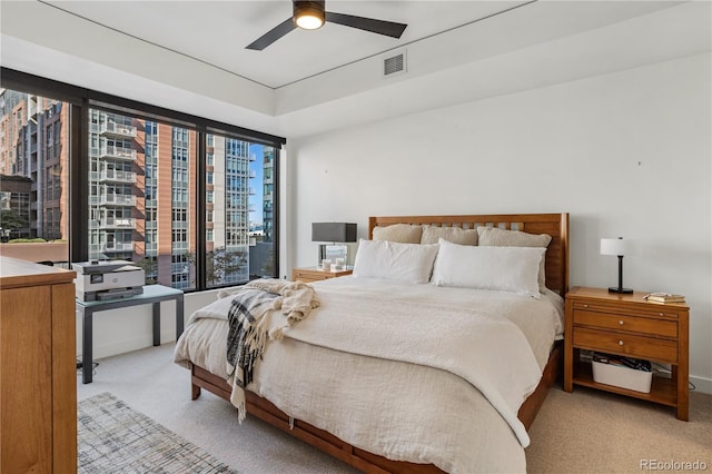 1750 Wewatta St Unit 525, Denver, CO 80202 - bedroom featuring light carpet and ceiling fan