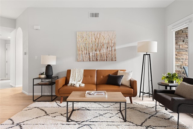 4385 S Balsam St Unit 5-104, Littleton, CO 80123 - living area featuring wood finished floors and arched walkways