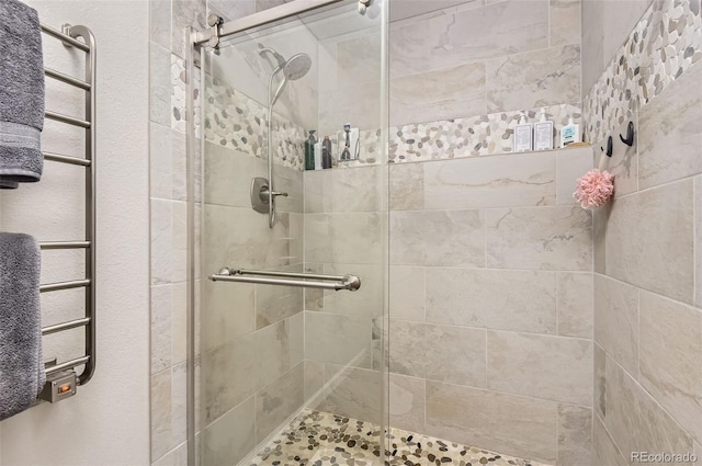 9229 Sugarstone Cir, Highlands Ranch, CO 80130 - full bath with a stall shower and a towel warmer