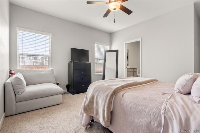 bedroom featuring carpet flooring and ceiling fan