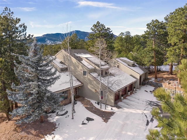 aerial view with a mountain view