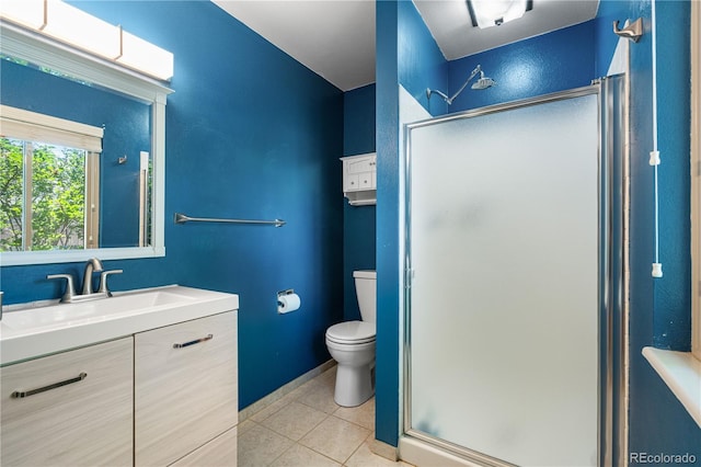 17503 E Lasalle Dr, Aurora, CO 80013 - full bath with vanity, a stall shower, and tile patterned floors