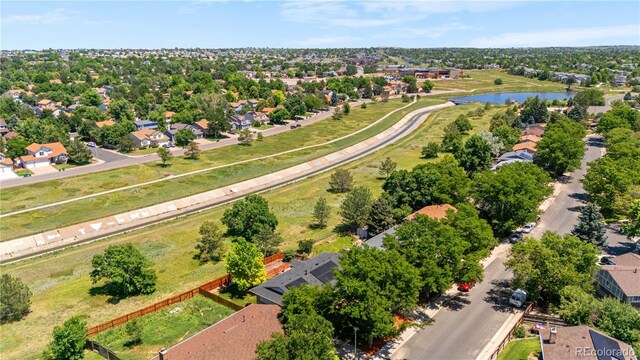 17503 E Lasalle Dr, Aurora, CO 80013 - aerial perspective of suburban area featuring a nearby body of water