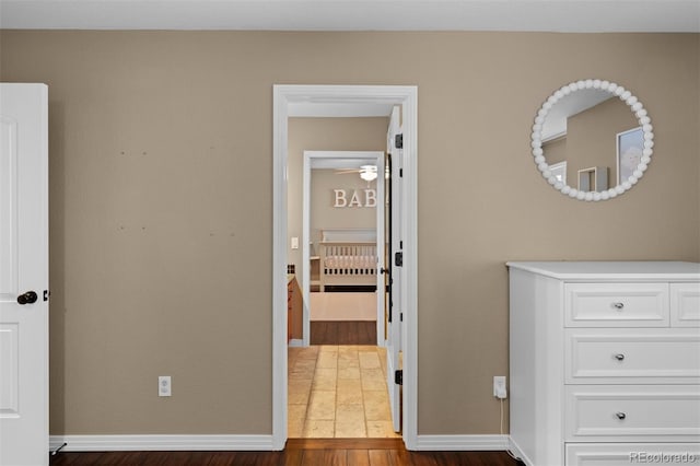 interior space with dark hardwood / wood-style flooring