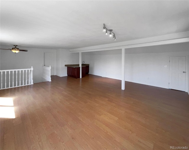 4416 S Vivian St, Morrison, CO 80465 - below grade area with wood finished floors and ceiling fan