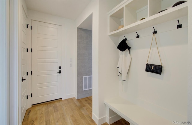 mudroom featuring light hardwood / wood-style floors