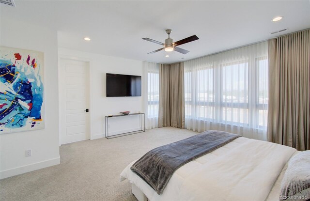 4224 E Dickenson Pl, Denver, CO 80222 - carpeted bedroom featuring multiple windows, recessed lighting, and ceiling fan