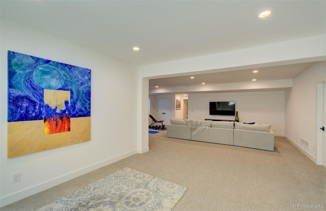 4224 E Dickenson Pl, Denver, CO 80222 - carpeted living room with recessed lighting and baseboards