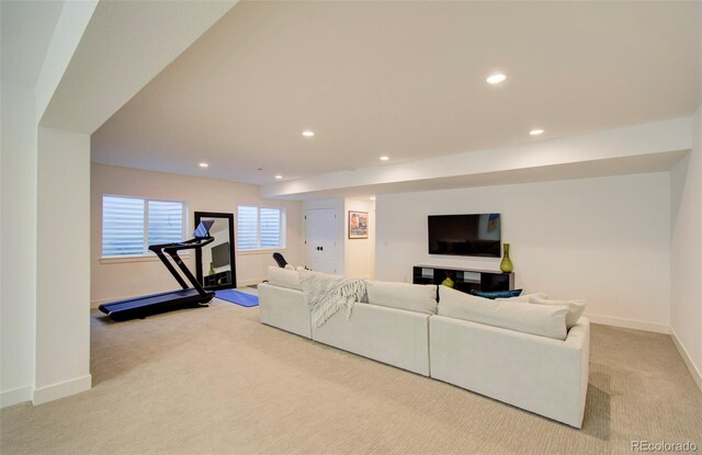 4224 E Dickenson Pl, Denver, CO 80222 - living room featuring carpet and recessed lighting