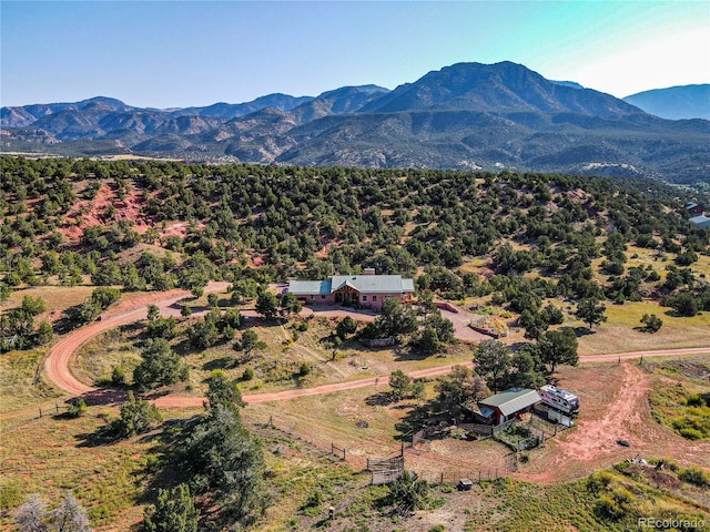 drone / aerial view with a mountain view