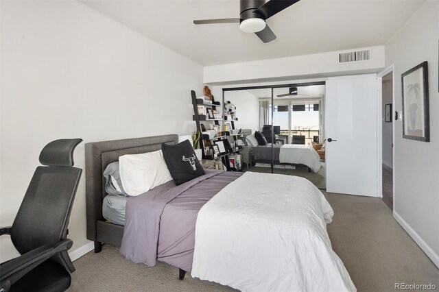 790 N Washington St Unit 1210, Denver, CO 80203 - bedroom with carpet and ceiling fan