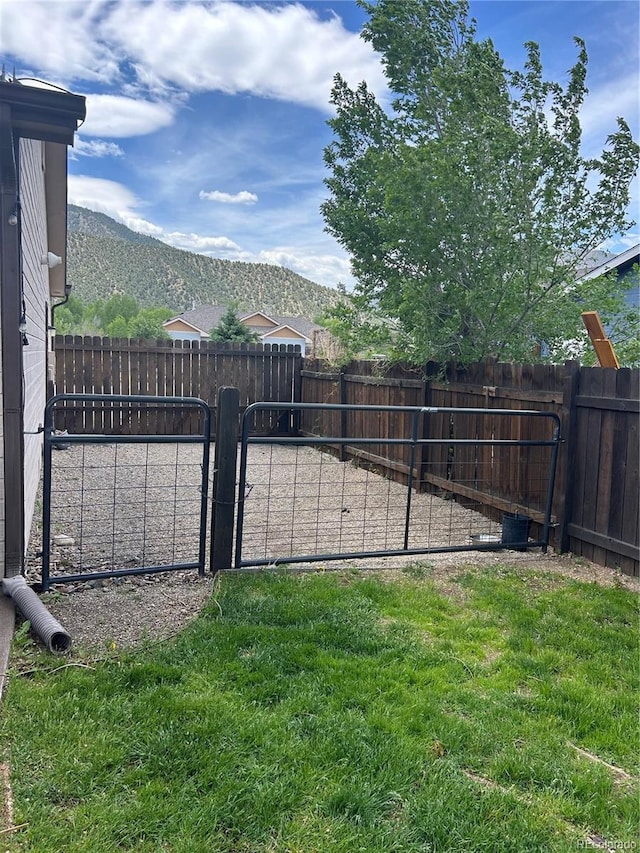 view of yard featuring a mountain view