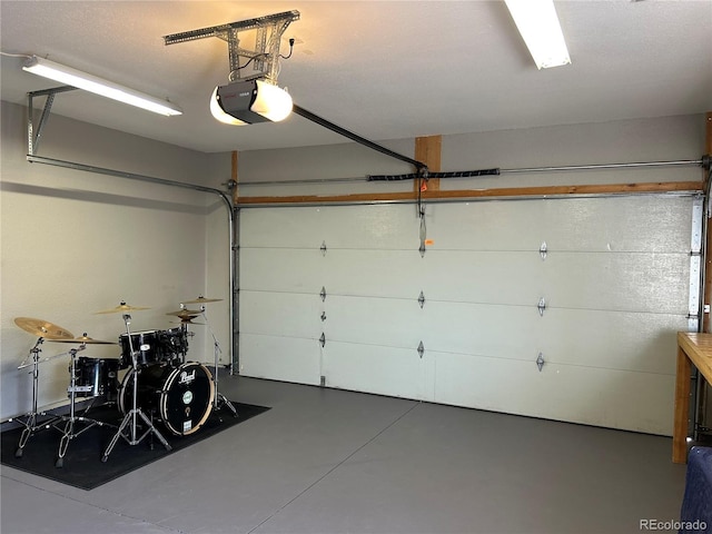 garage with a garage door opener