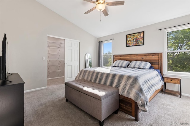104 Willowick Cir, Highlands Ranch, CO 80129 - carpeted bedroom featuring lofted ceiling and ceiling fan