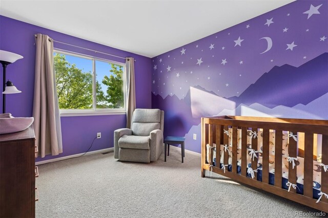 104 Willowick Cir, Highlands Ranch, CO 80129 - carpeted bedroom with wallpapered walls and baseboards
