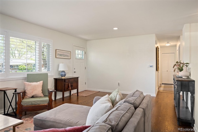 986 S Jersey St, Denver, CO 80224 - living area with wood finished floors, baseboards, and recessed lighting