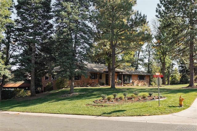 ranch-style home with a front yard