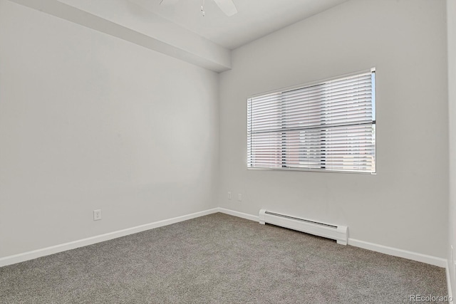 505 E 24th St Unit 204, Denver, CO 80205 - empty room featuring baseboard heating, carpet floors, and a ceiling fan
