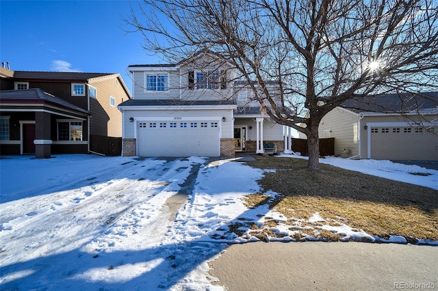 front facade with a garage